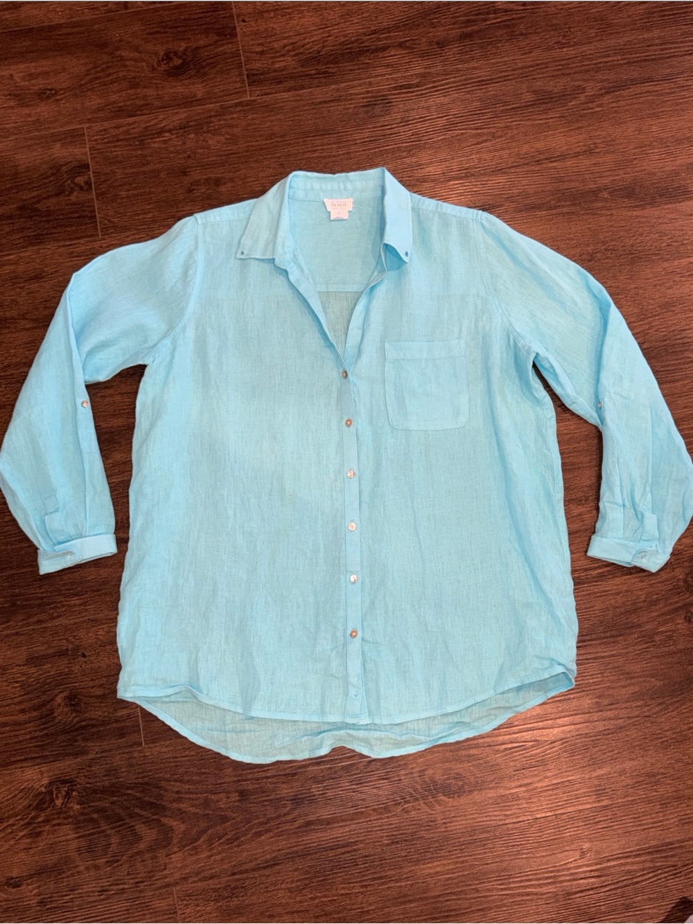 Sigrid Olsen Turquoise Linen Shirt